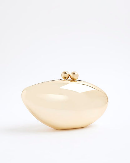Gold Premium Pebble Box Clutch bag