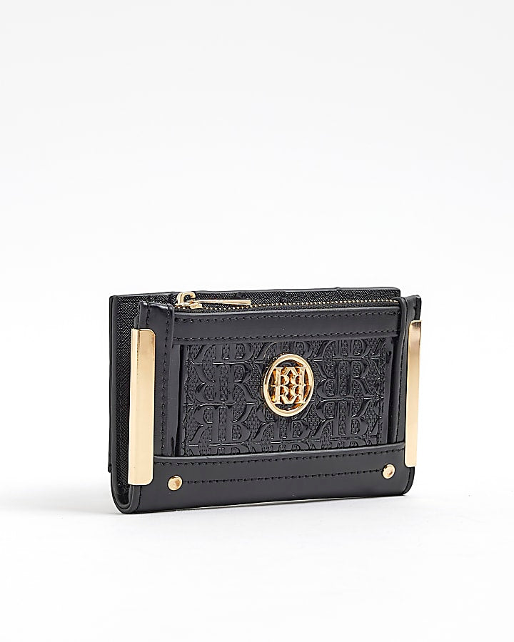 Black RR Monogram Embossed Mini Purse