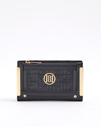 Black RR Monogram Embossed Mini Purse