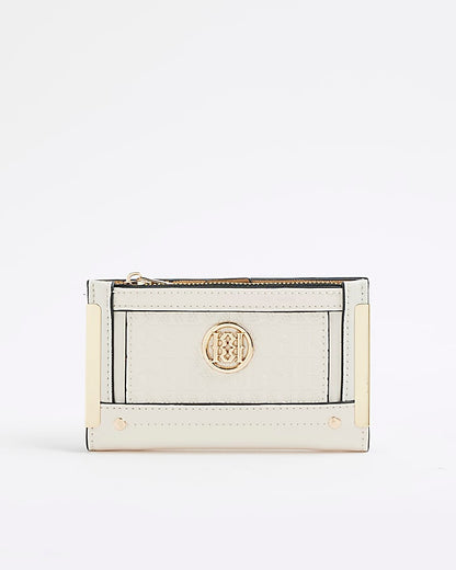 Cream RR Monogram Embossed Mini Purse