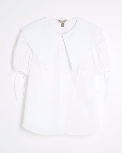 White Short Sleeve Collared Shirt