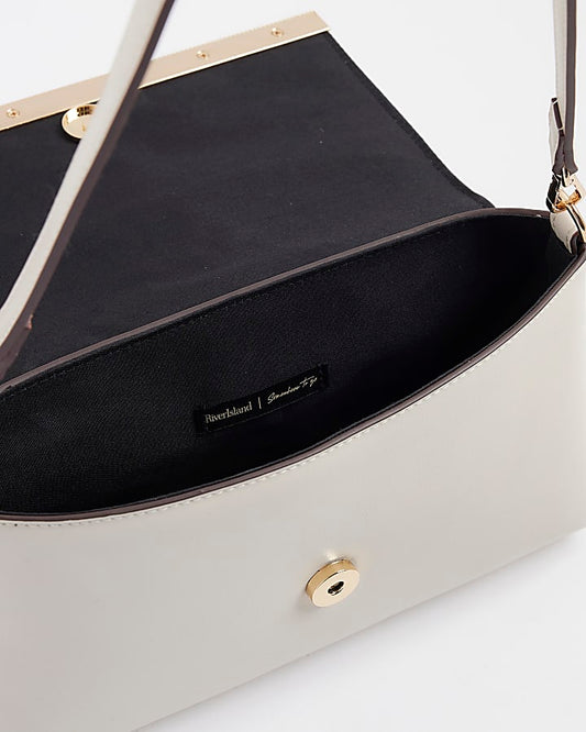 Cream Bar Front Clutch Bag
